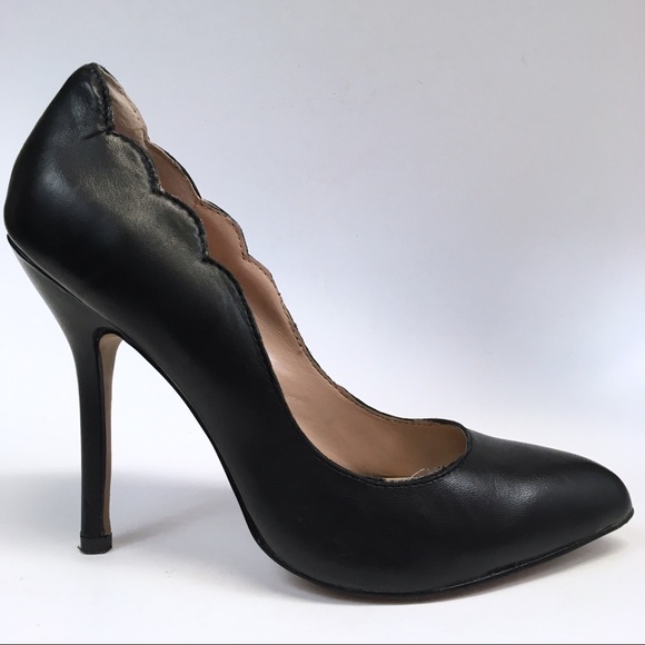 Betsey Johnson Shoes - BETSEY JOHNSON RACIEE1 Scalloped Black Leather
